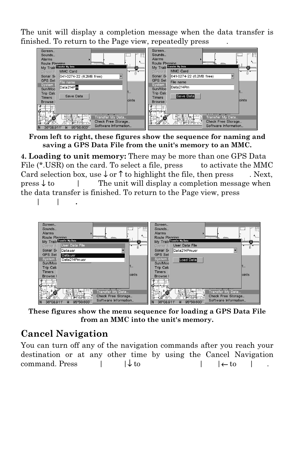 Cancel navigation | Lowrance electronic LCX-111C User Manual | Page 133 / 208