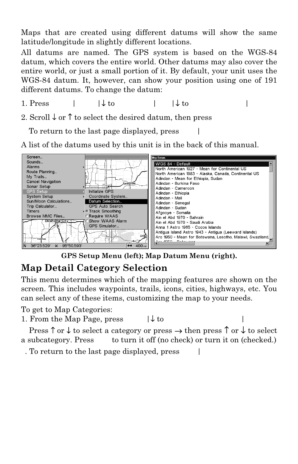 Map detail category selection | Lowrance electronic LCX-111C User Manual | Page 158 / 208
