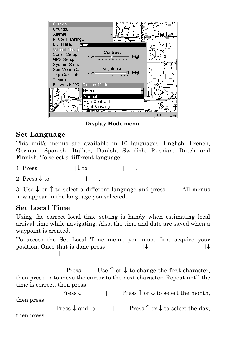 Set language, Set local time | Lowrance electronic LCX-111C User Manual | Page 174 / 208