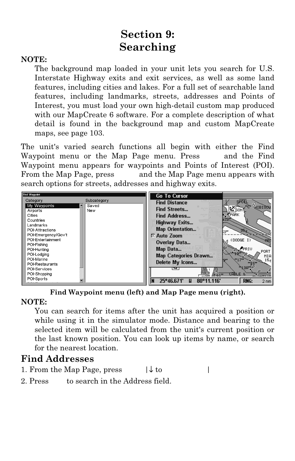 Find addresses | Lowrance electronic LCX-111C User Manual | Page 181 / 208