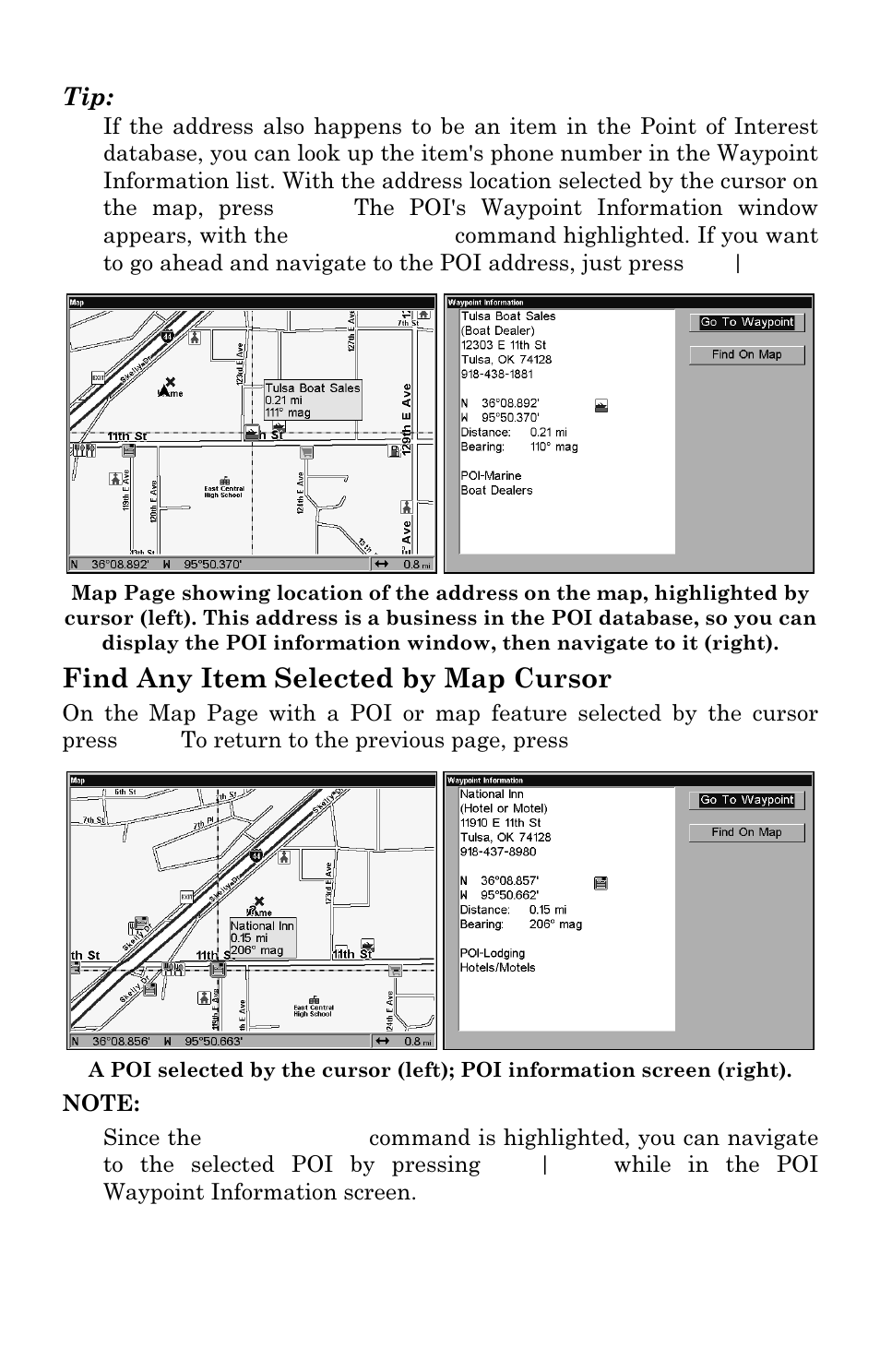 Find any item selected by map cursor | Lowrance electronic LCX-111C User Manual | Page 184 / 208