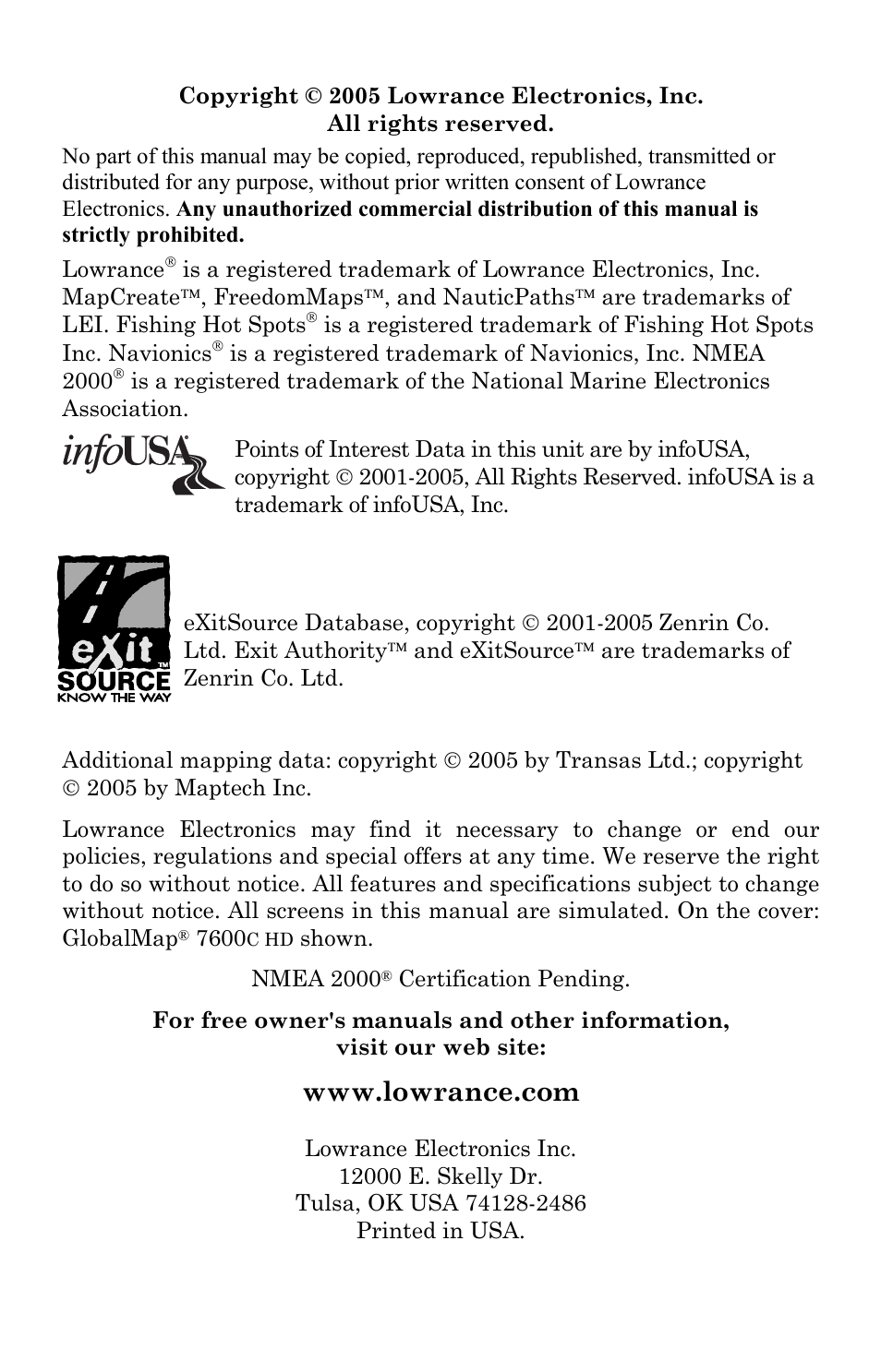 Lowrance electronic LCX-111C User Manual | Page 2 / 208