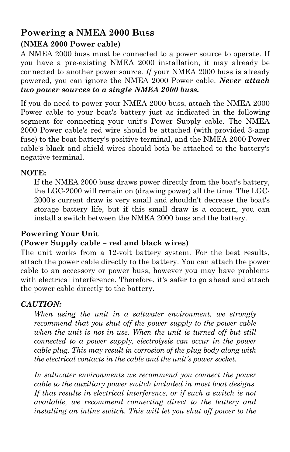Powering a nmea 2000 buss | Lowrance electronic LCX-111C User Manual | Page 38 / 208