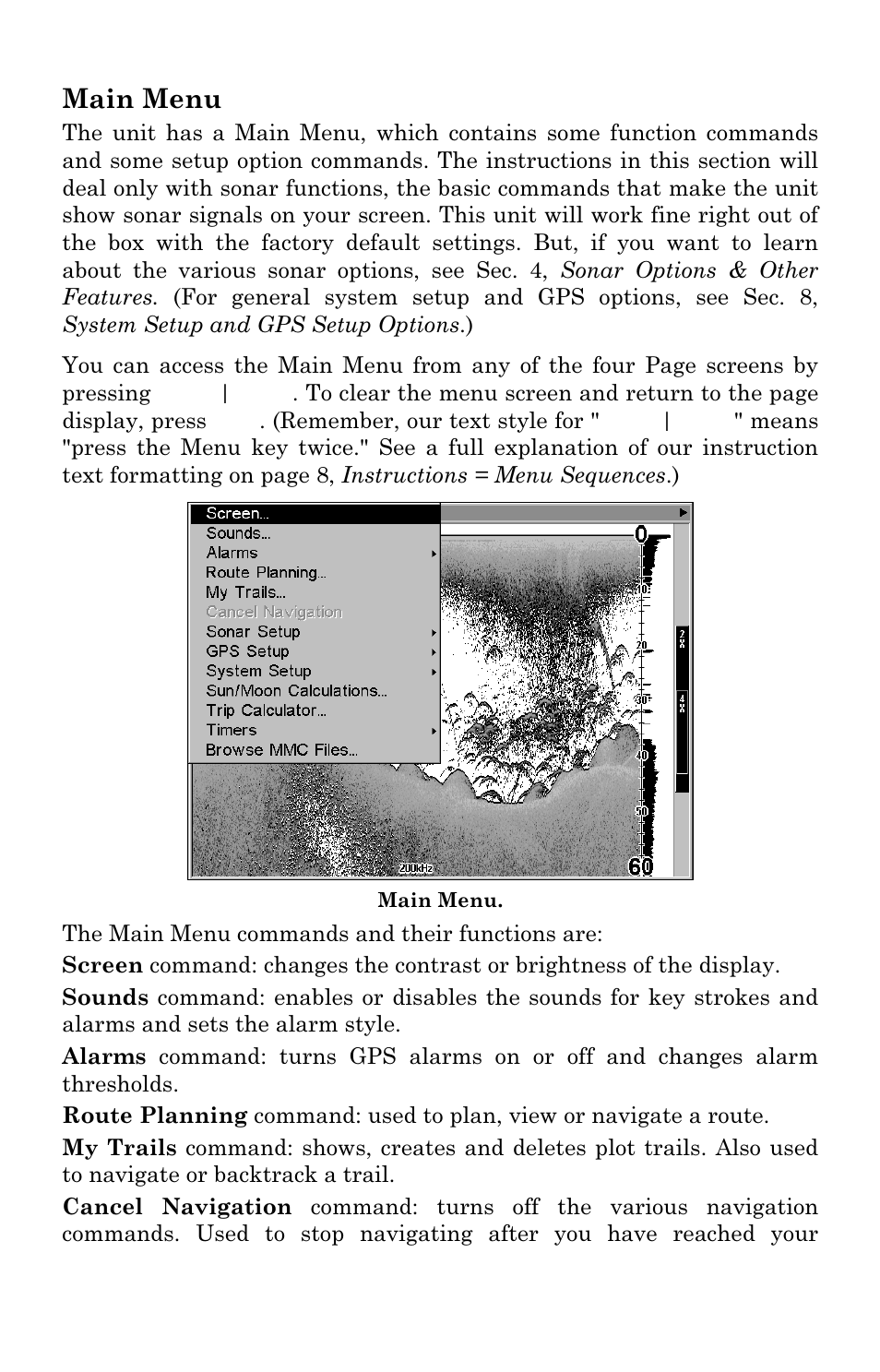 Main menu | Lowrance electronic LCX-111C User Manual | Page 53 / 208