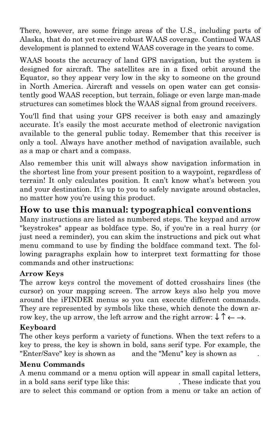 How to use this manual: typographical conventions | Lowrance electronic Lowrance iFINDER H2O C User Manual | Page 16 / 132