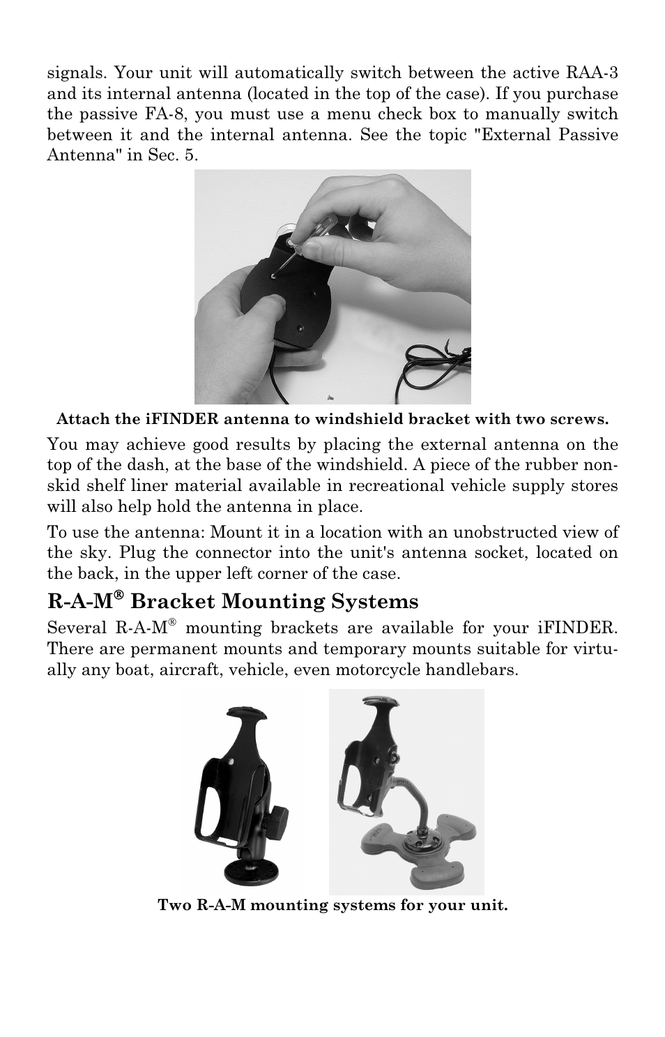 R-a-m, Bracket mounting systems | Lowrance electronic Lowrance iFINDER H2O C User Manual | Page 25 / 132