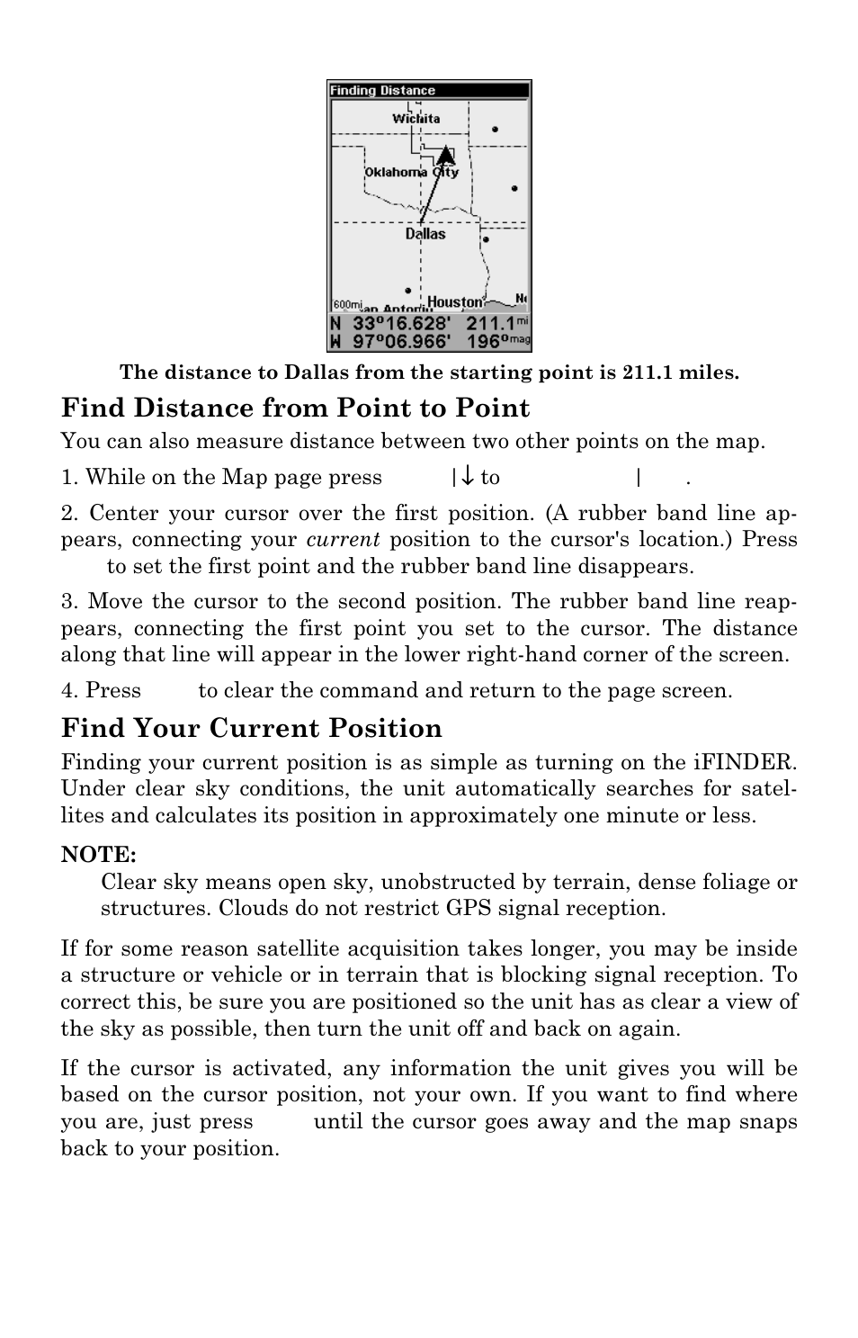 Find distance from point to point, Find your current position | Lowrance electronic Lowrance iFINDER H2O C User Manual | Page 56 / 132