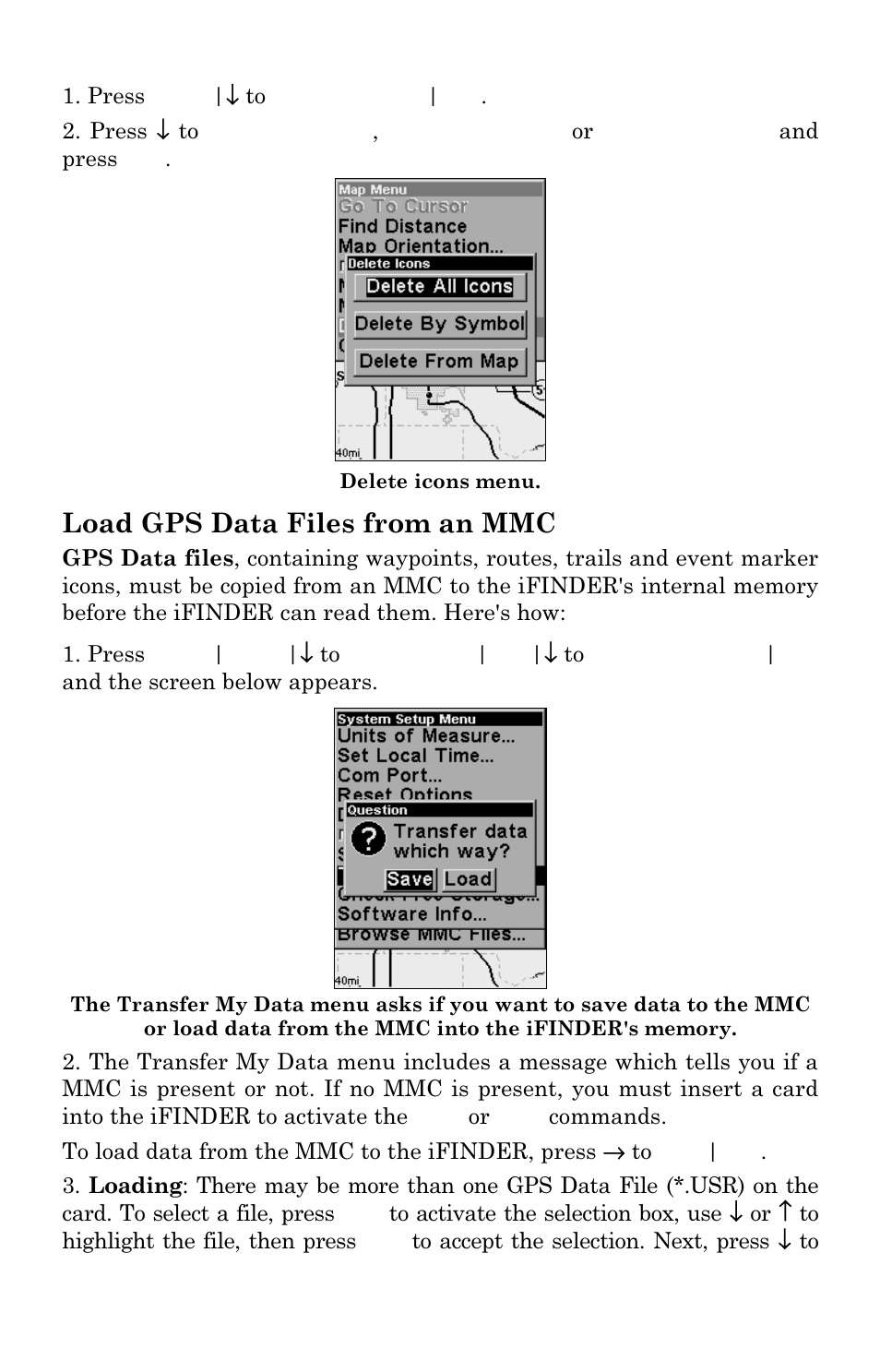 Load gps data files from an mmc | Lowrance electronic Lowrance iFINDER H2O C User Manual | Page 58 / 132