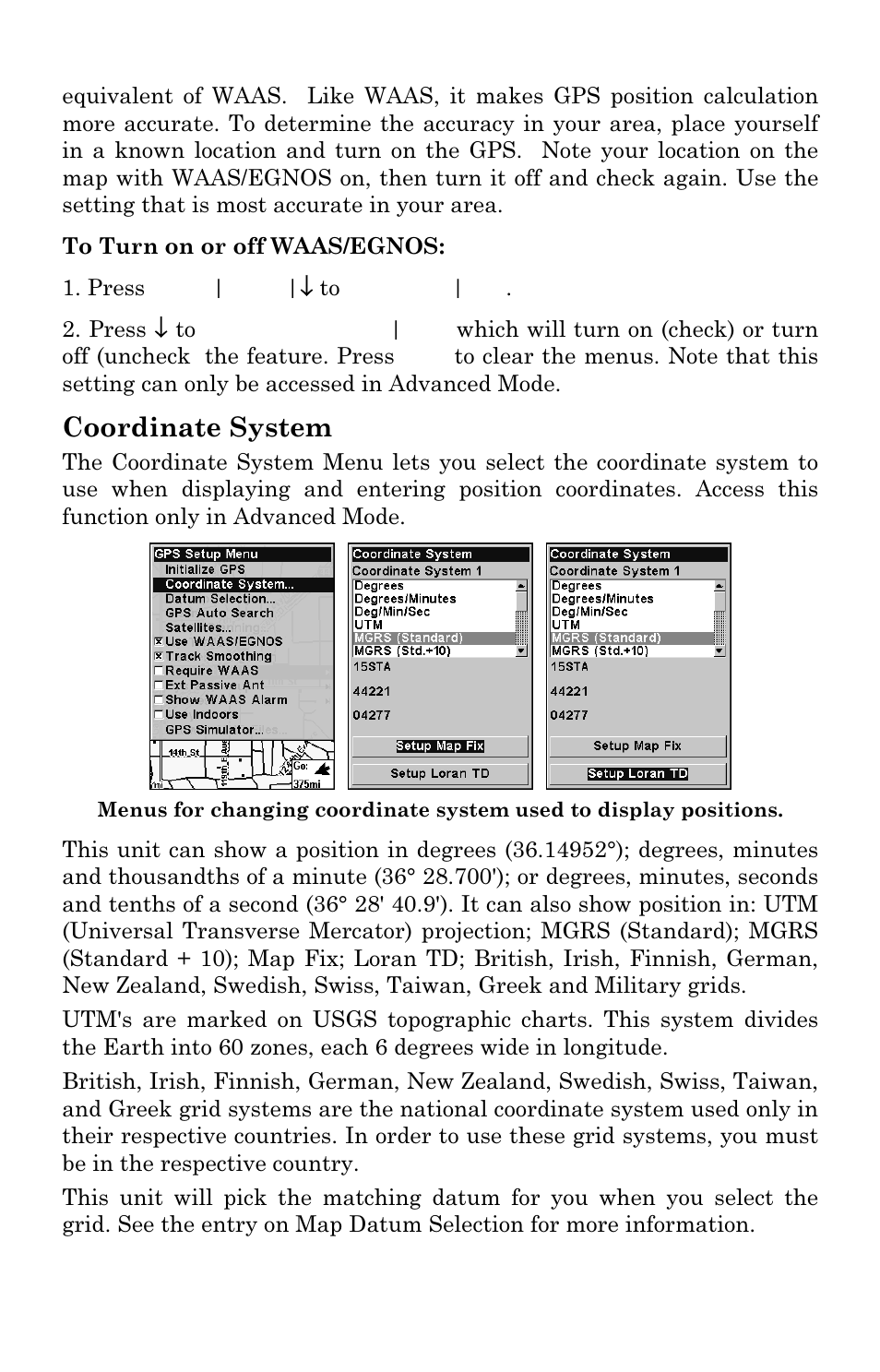 Coordinate system | Lowrance electronic Lowrance iFINDER H2O C User Manual | Page 77 / 132