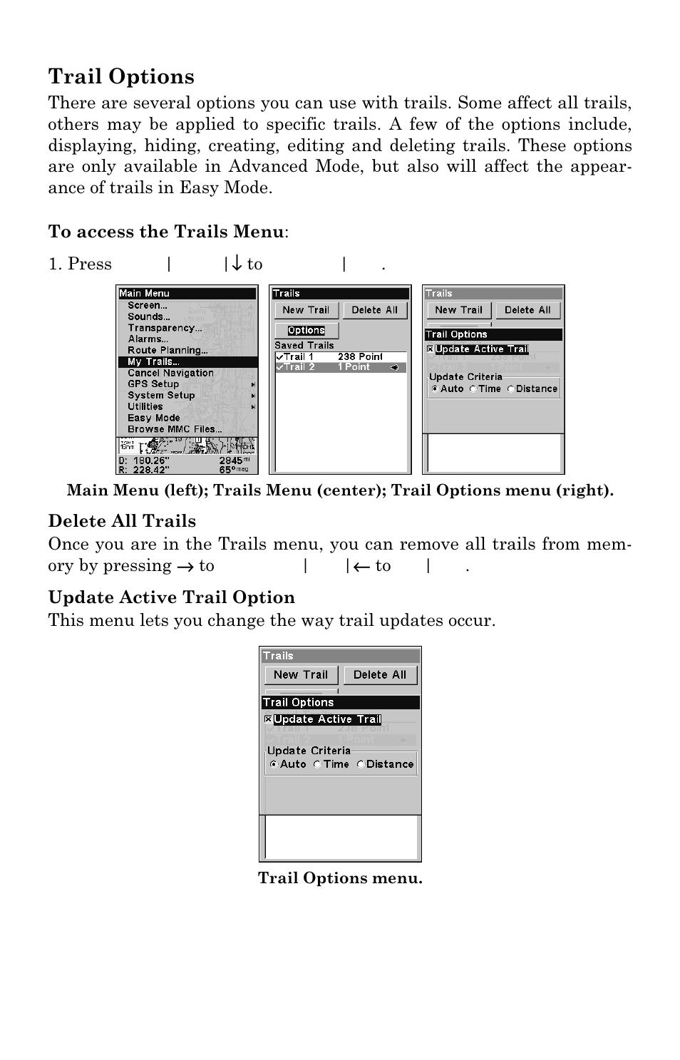 Trail options | Lowrance electronic Lowrance iFINDER H2O C User Manual | Page 99 / 132