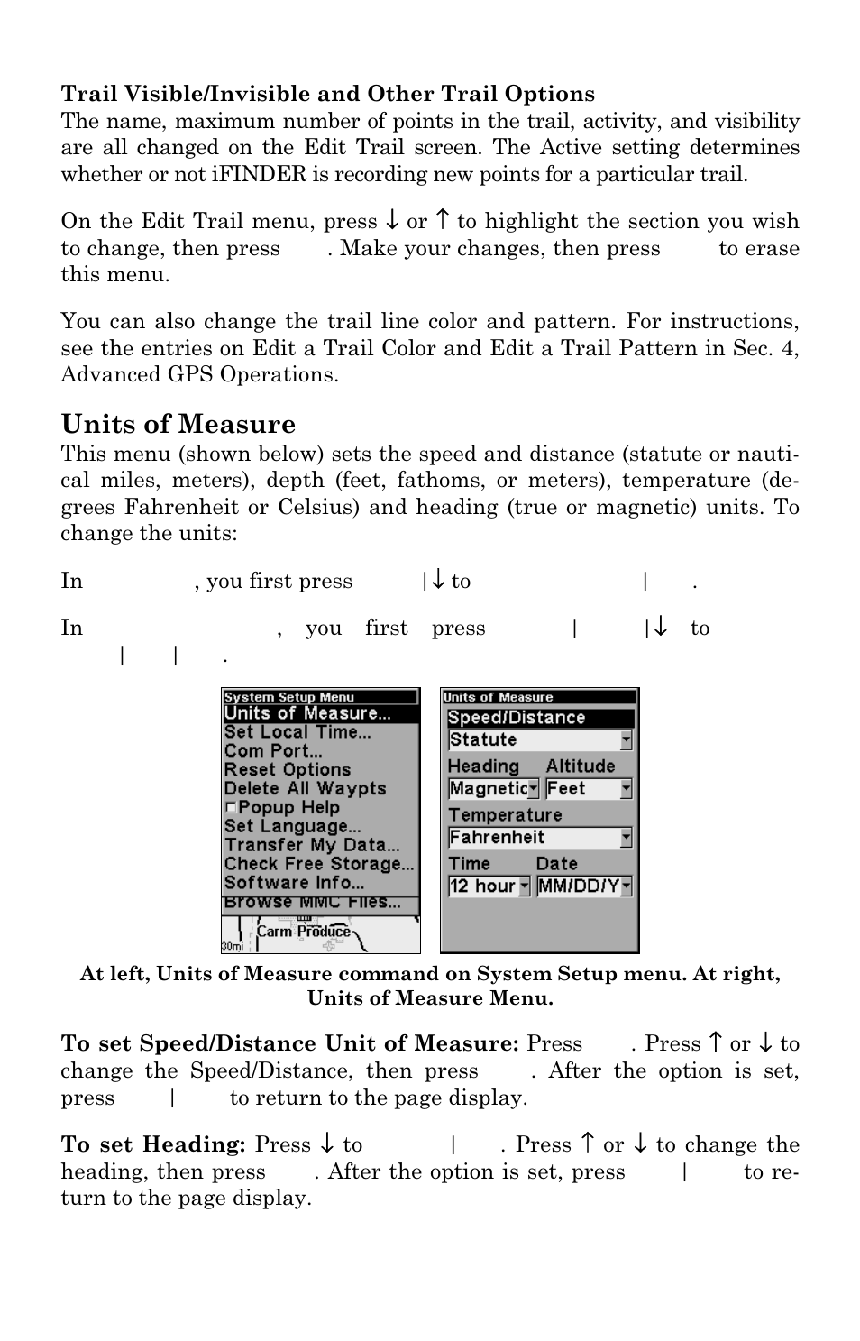 Units of measure | Lowrance electronic iFINDER H2O User Manual | Page 95 / 124