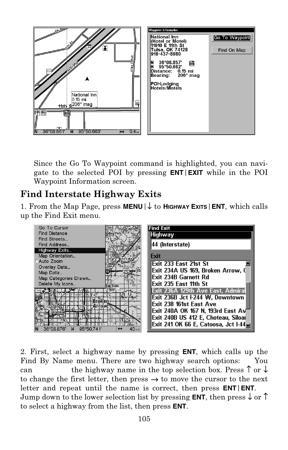 Find interstate highway exits | Lowrance electronic Lowrance GlobalMap 3500C User Manual | Page 111 / 136