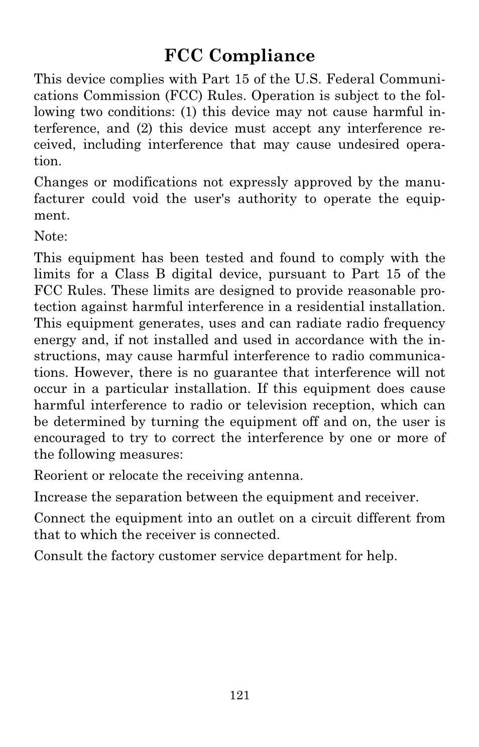 Fcc compliance | Lowrance electronic Lowrance GlobalMap 3500C User Manual | Page 127 / 136