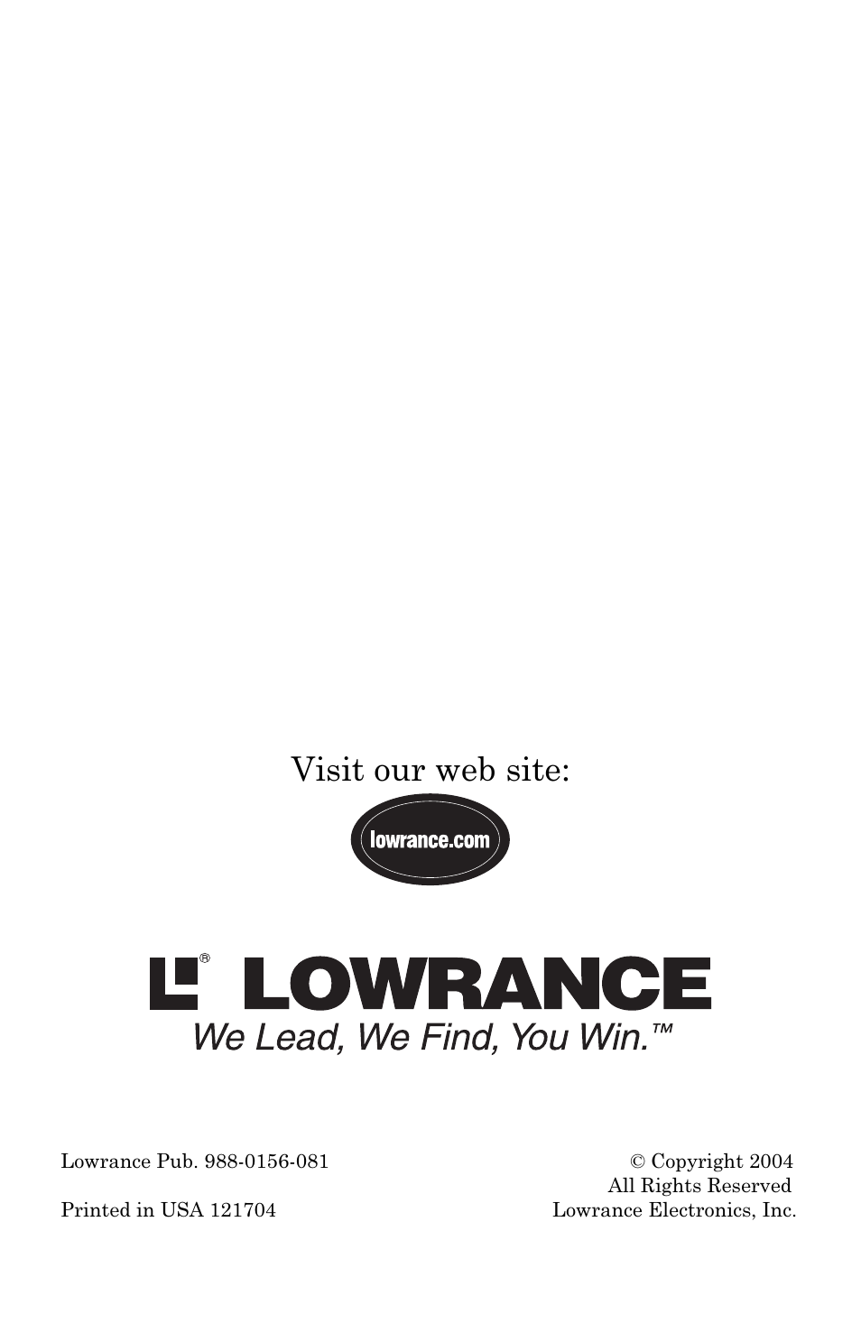 Visit our web site | Lowrance electronic Lowrance GlobalMap 3500C User Manual | Page 136 / 136