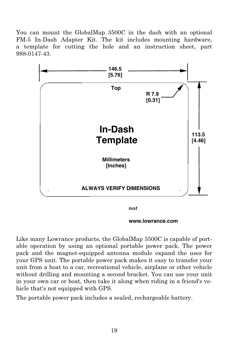 In-dash template | Lowrance electronic Lowrance GlobalMap 3500C User Manual | Page 25 / 136