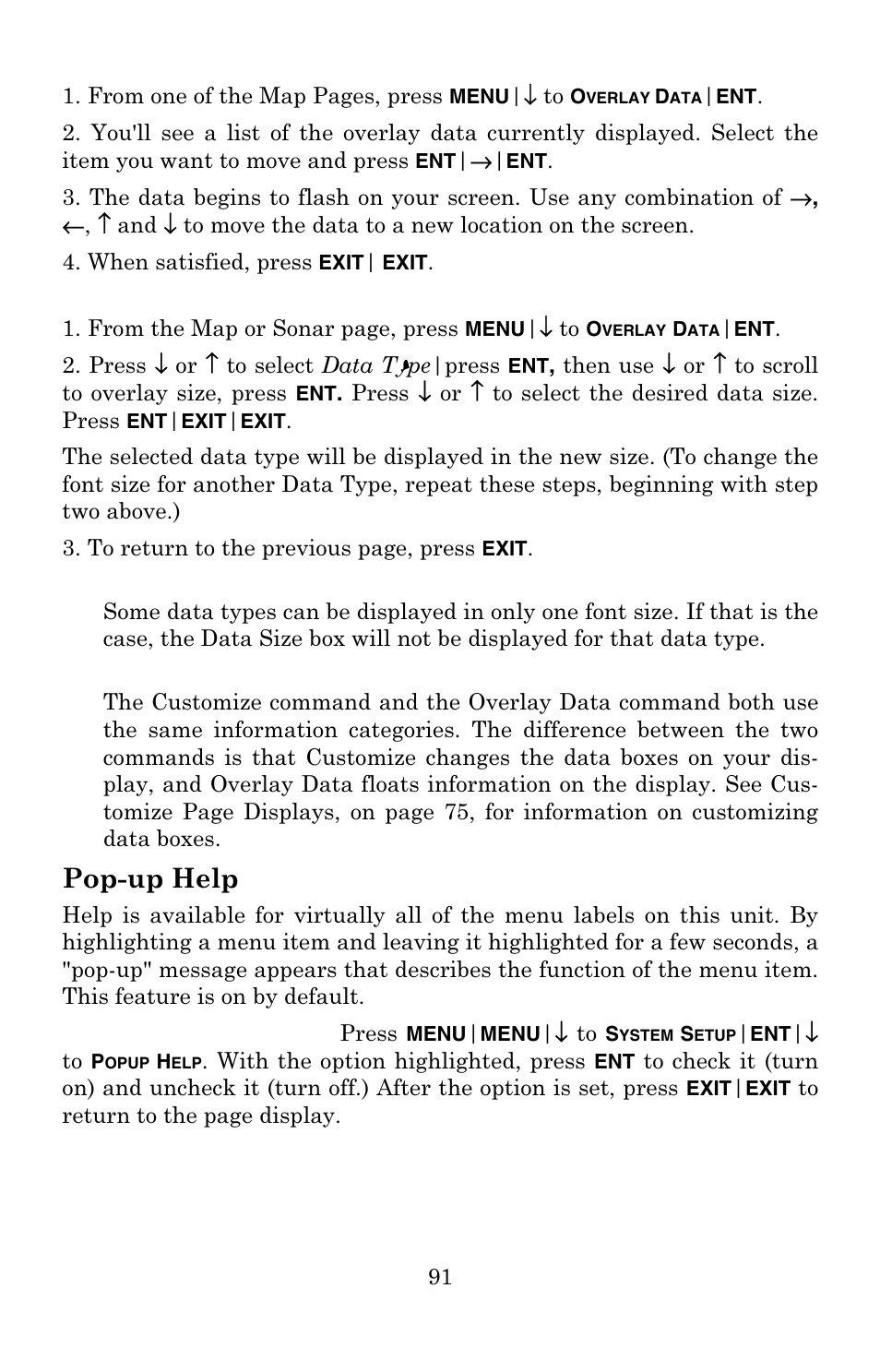 Pop-up help | Lowrance electronic Lowrance GlobalMap 3500C User Manual | Page 97 / 136