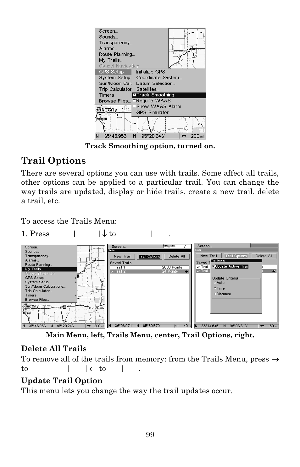 Trail options | Lowrance electronic 3600C User Manual | Page 105 / 136