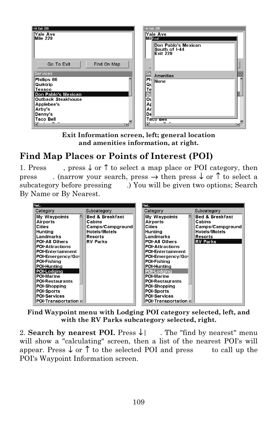 Find map places or points of interest (poi) | Lowrance electronic 3600C User Manual | Page 115 / 136