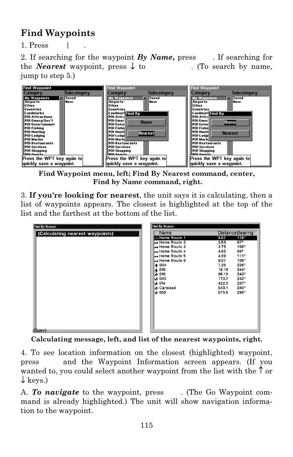 Find waypoints | Lowrance electronic 3600C User Manual | Page 121 / 136