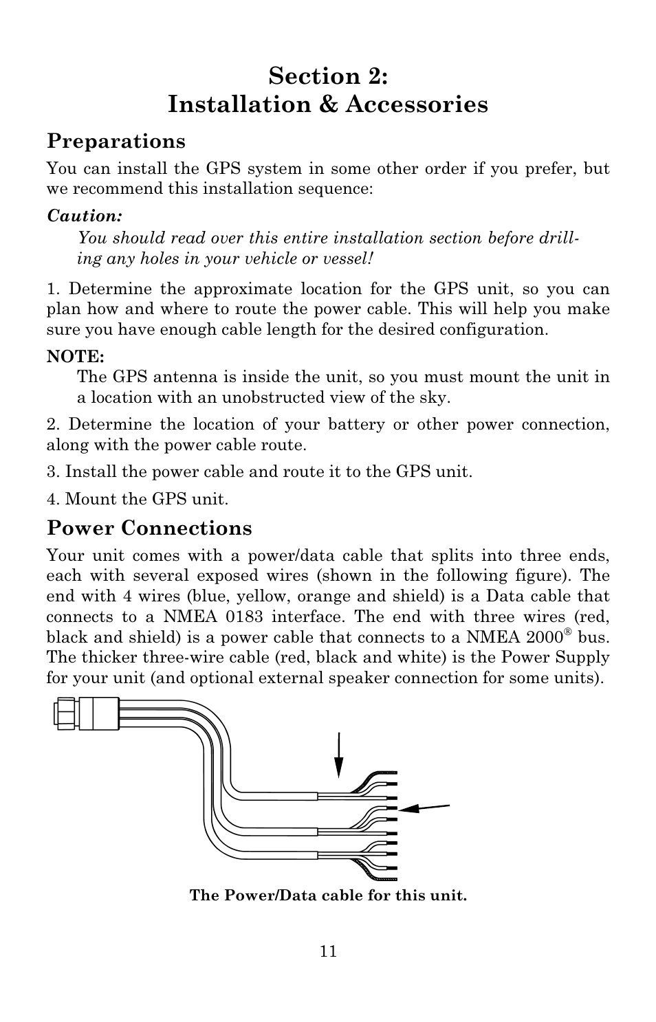 Preparations, Power connections | Lowrance electronic 3600C User Manual | Page 17 / 136