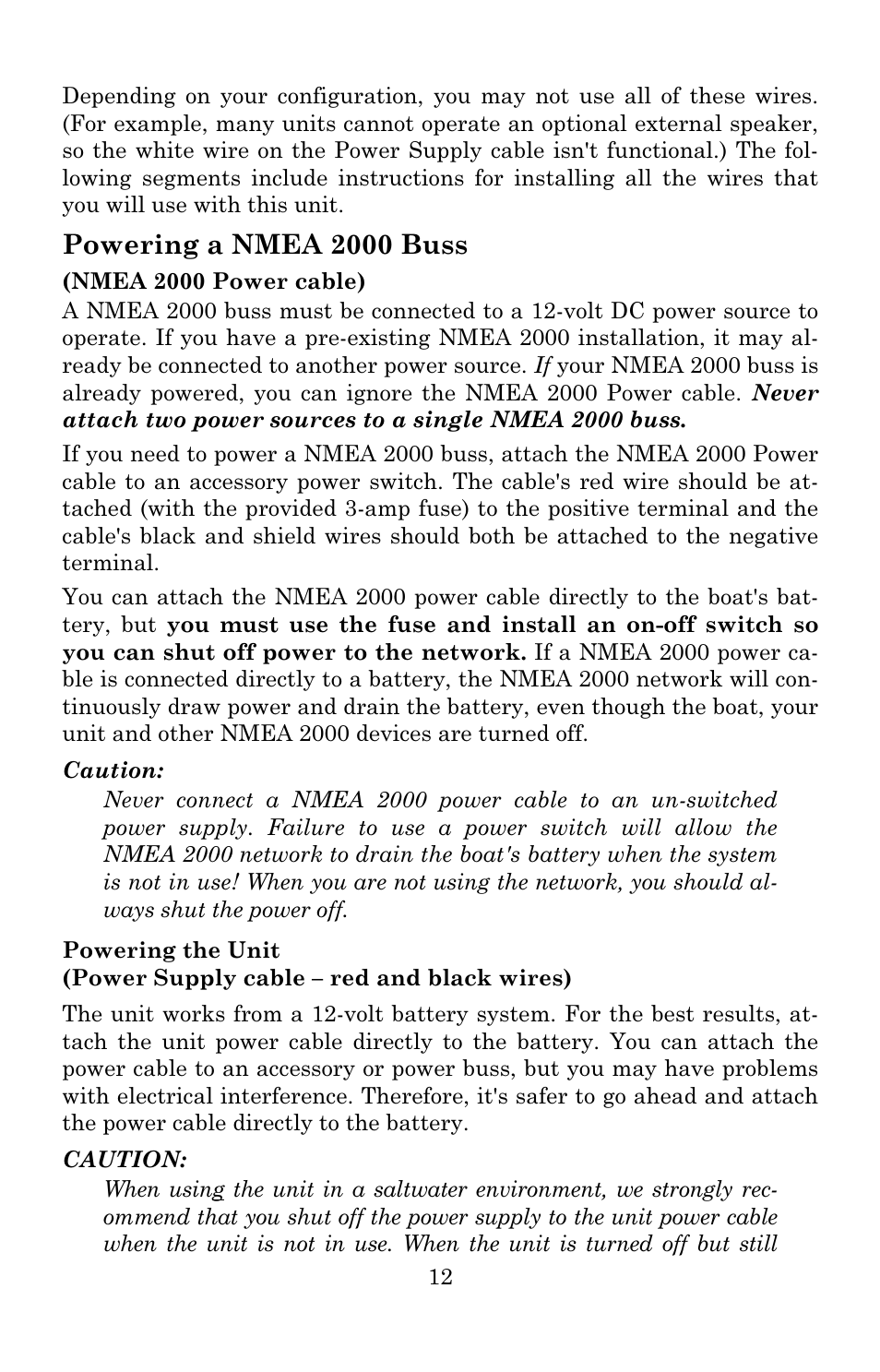 Powering a nmea 2000 buss | Lowrance electronic 3600C User Manual | Page 18 / 136