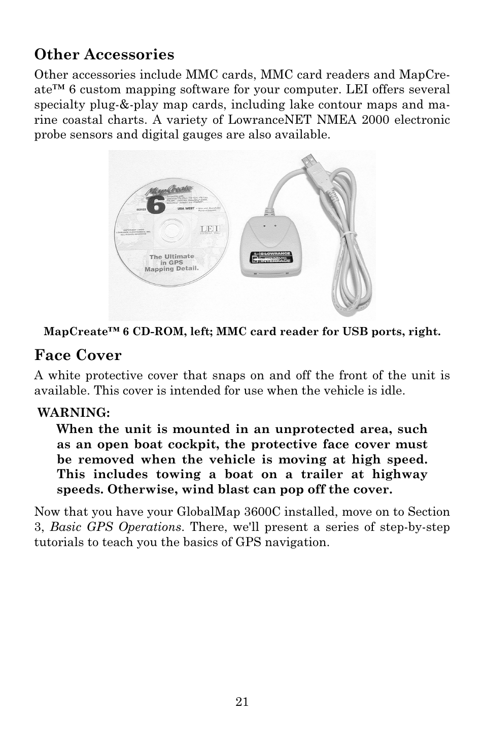 Other accessories, Face cover | Lowrance electronic 3600C User Manual | Page 27 / 136