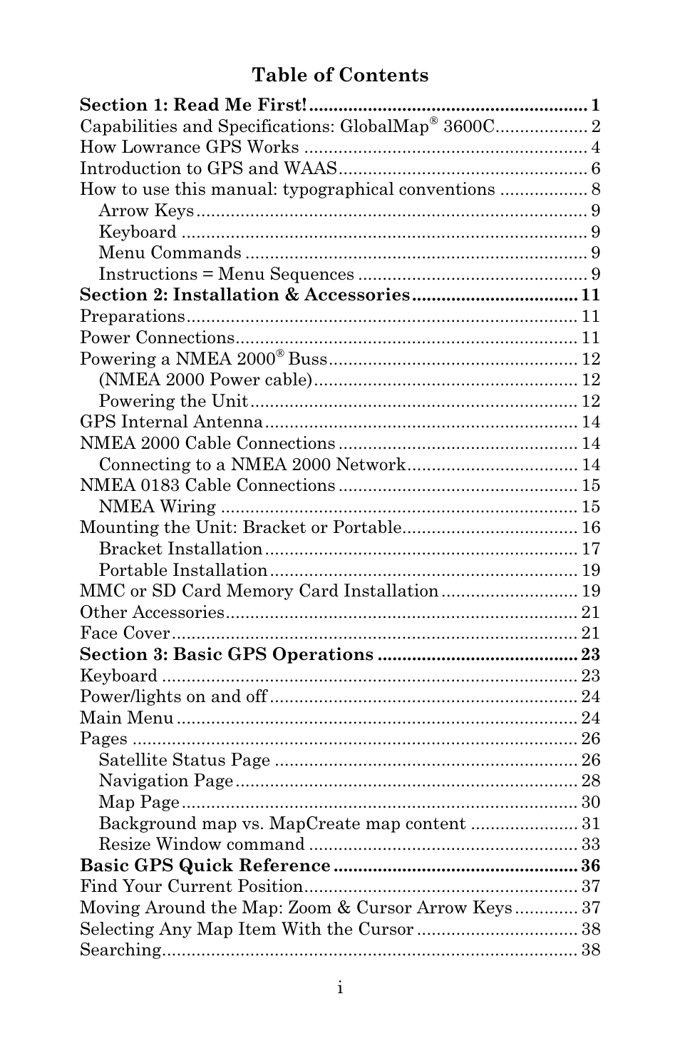 Lowrance electronic 3600C User Manual | Page 3 / 136