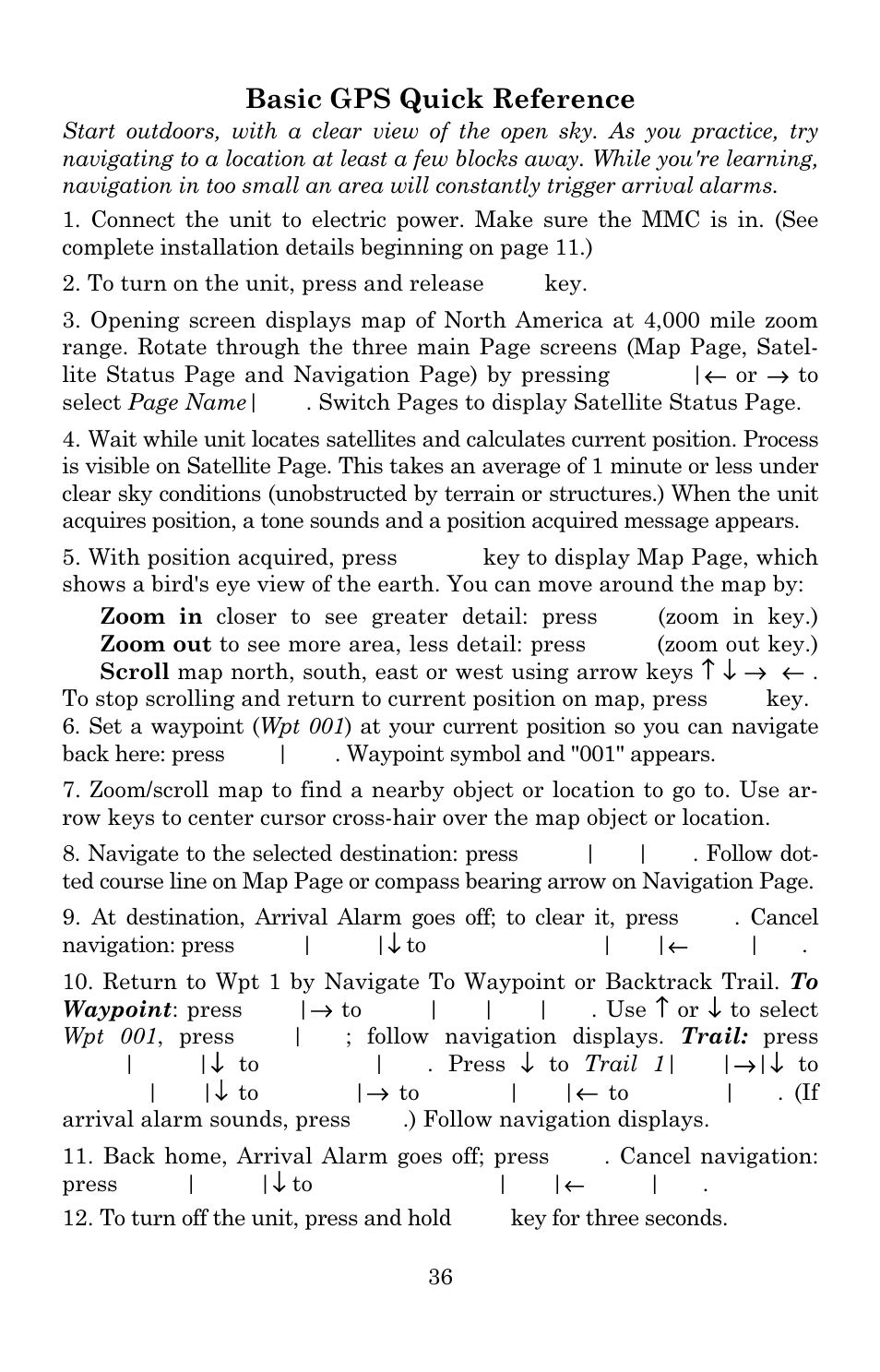 Basic gps quick reference | Lowrance electronic 3600C User Manual | Page 42 / 136