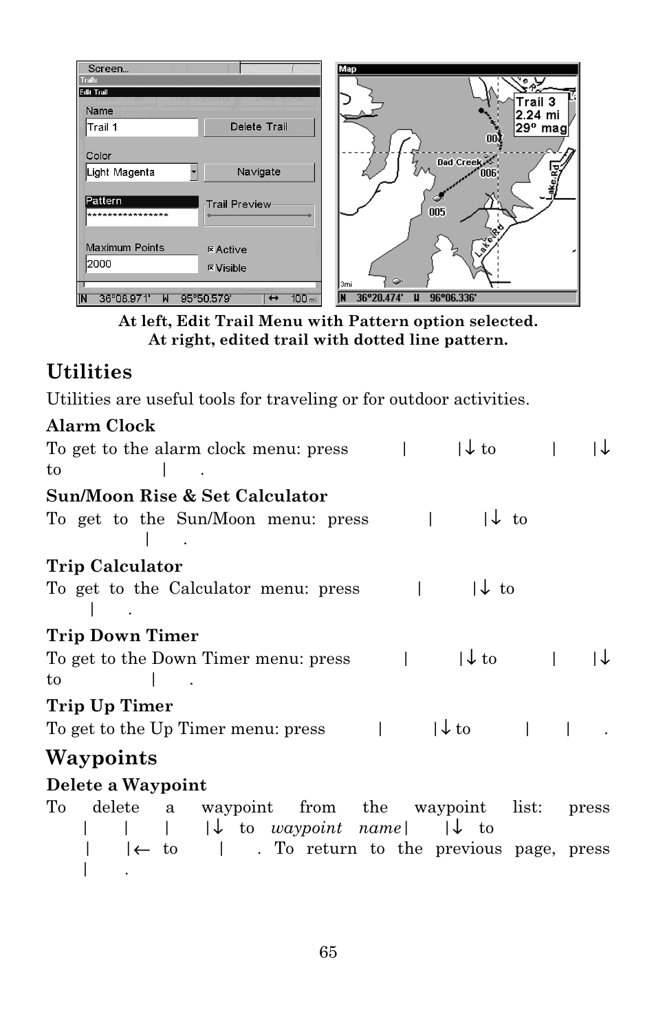 Utilities, Waypoints | Lowrance electronic 3600C User Manual | Page 71 / 136