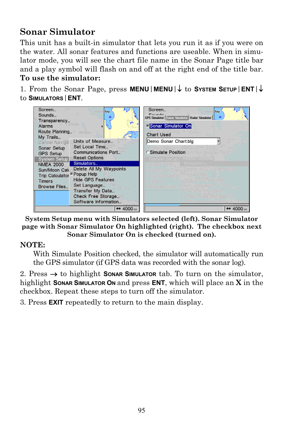 Sonar simulator | Lowrance electronic LMS-520C User Manual | Page 105 / 252
