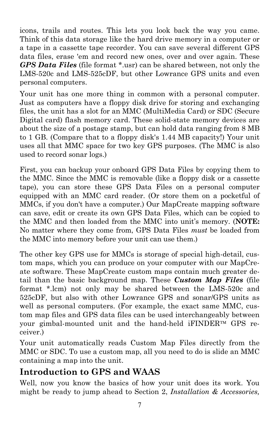 Introduction to gps and waas | Lowrance electronic LMS-520C User Manual | Page 17 / 252