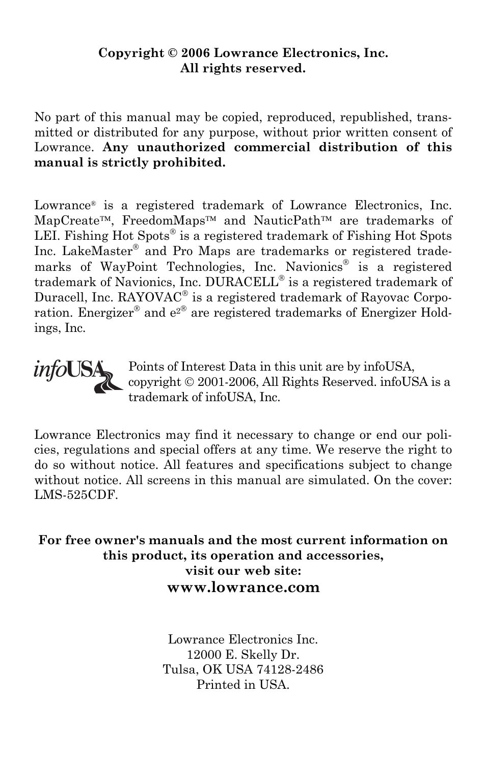 Lowrance electronic LMS-520C User Manual | Page 2 / 252