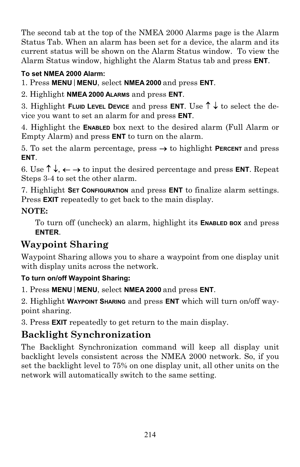 Waypoint sharing, Backlight synchronization | Lowrance electronic LMS-520C User Manual | Page 224 / 252