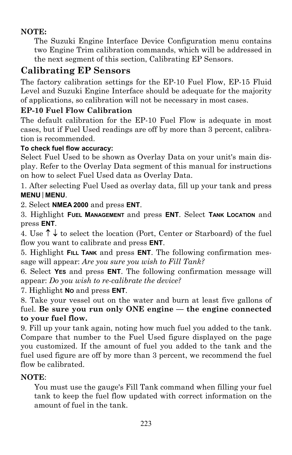 Calibrating ep sensors | Lowrance electronic LMS-520C User Manual | Page 233 / 252