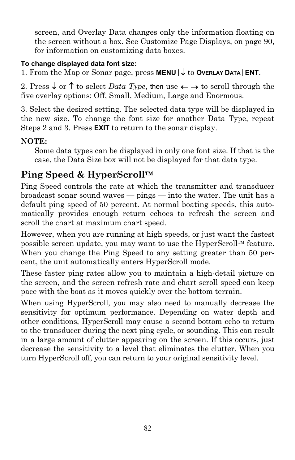 Ping speed & hyperscroll | Lowrance electronic LMS-520C User Manual | Page 92 / 252