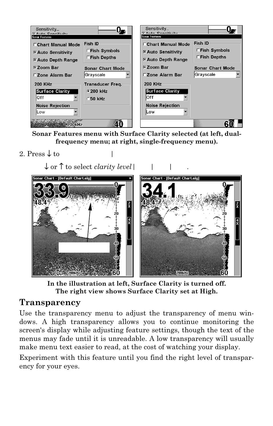 Transparency | Lowrance electronic LMS-337C DF User Manual | Page 103 / 216