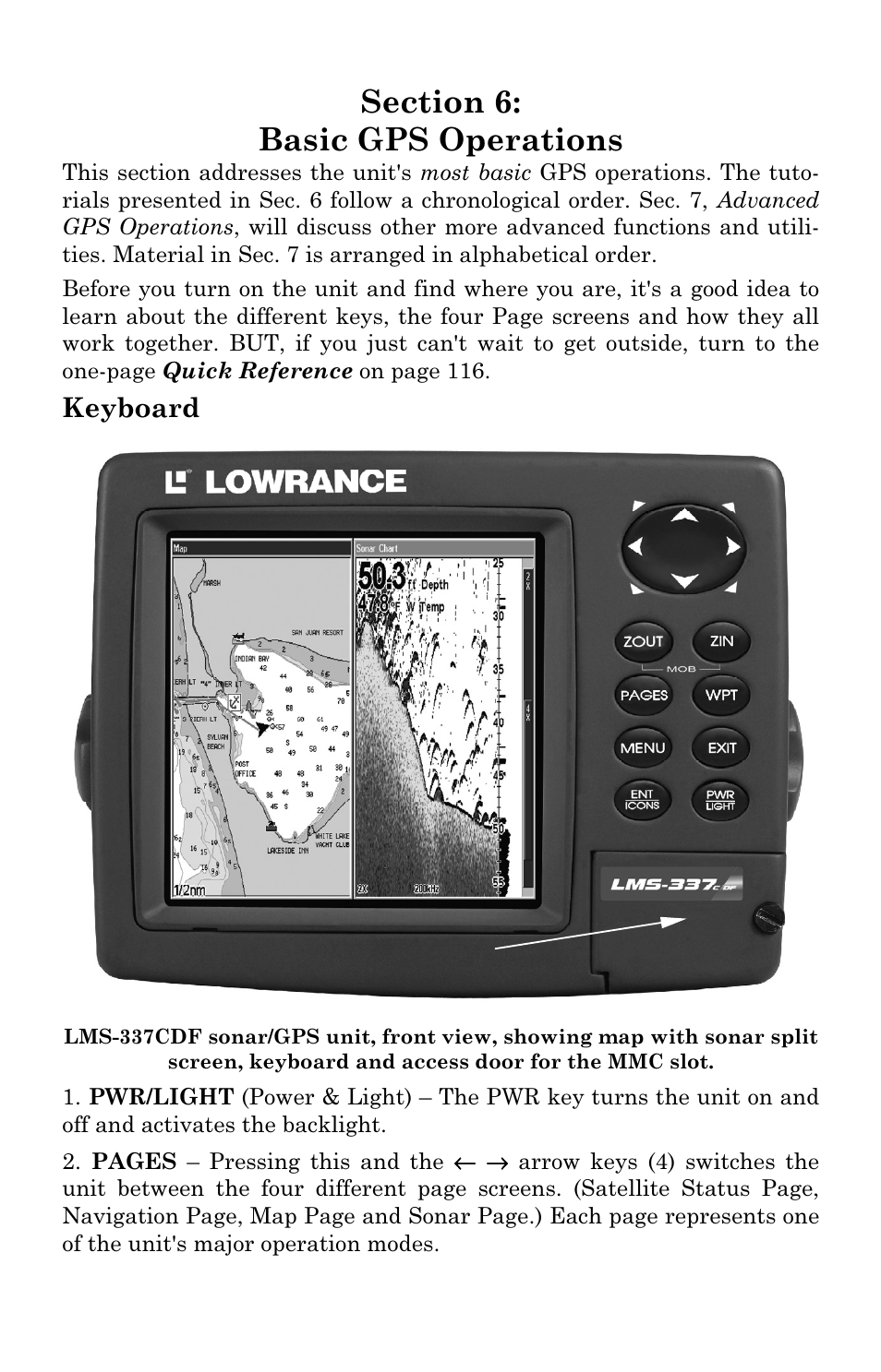 Keyboard | Lowrance electronic LMS-337C DF User Manual | Page 111 / 216