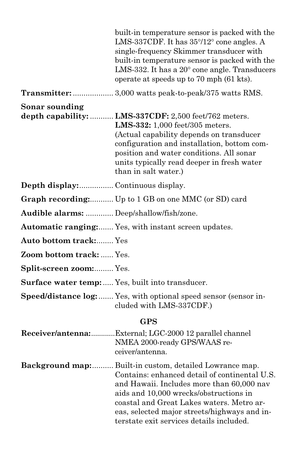 Lowrance electronic LMS-337C DF User Manual | Page 12 / 216