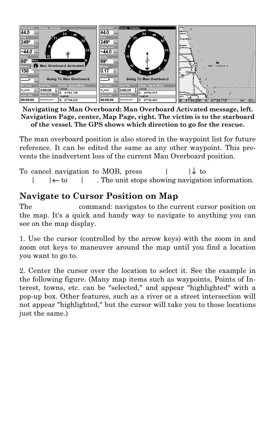 Navigate to cursor position on map | Lowrance electronic LMS-337C DF User Manual | Page 132 / 216