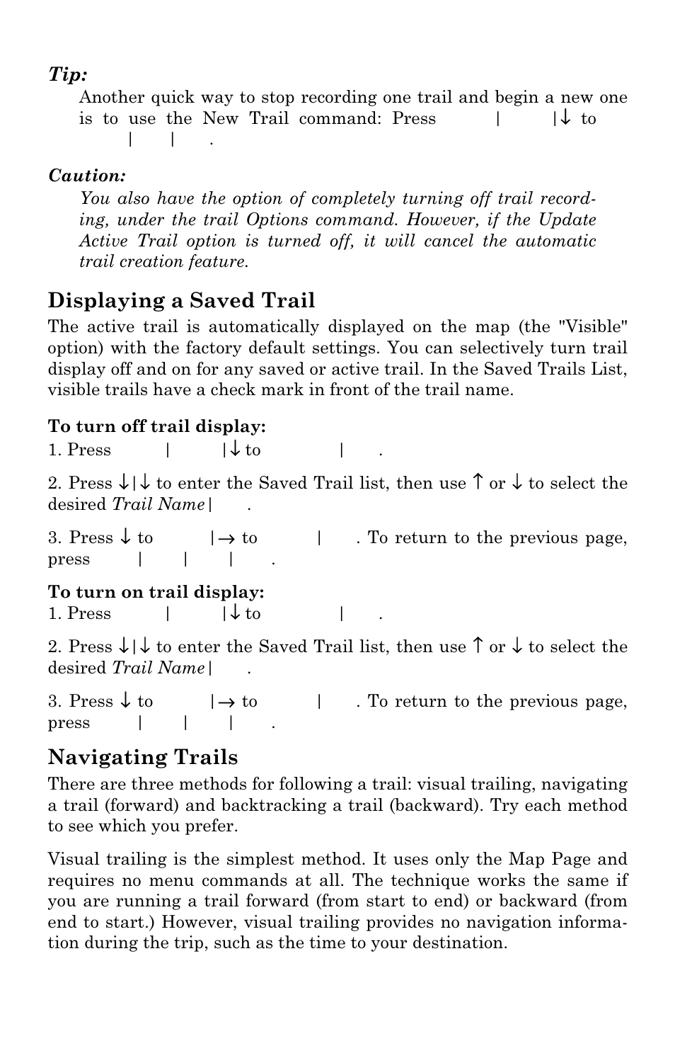 Displaying a saved trail, Navigating trails | Lowrance electronic LMS-337C DF User Manual | Page 136 / 216