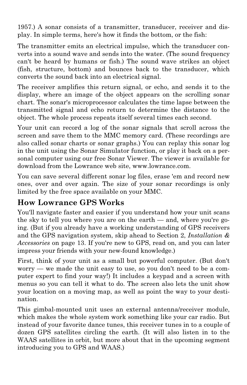 How lowrance gps works | Lowrance electronic LMS-337C DF User Manual | Page 14 / 216