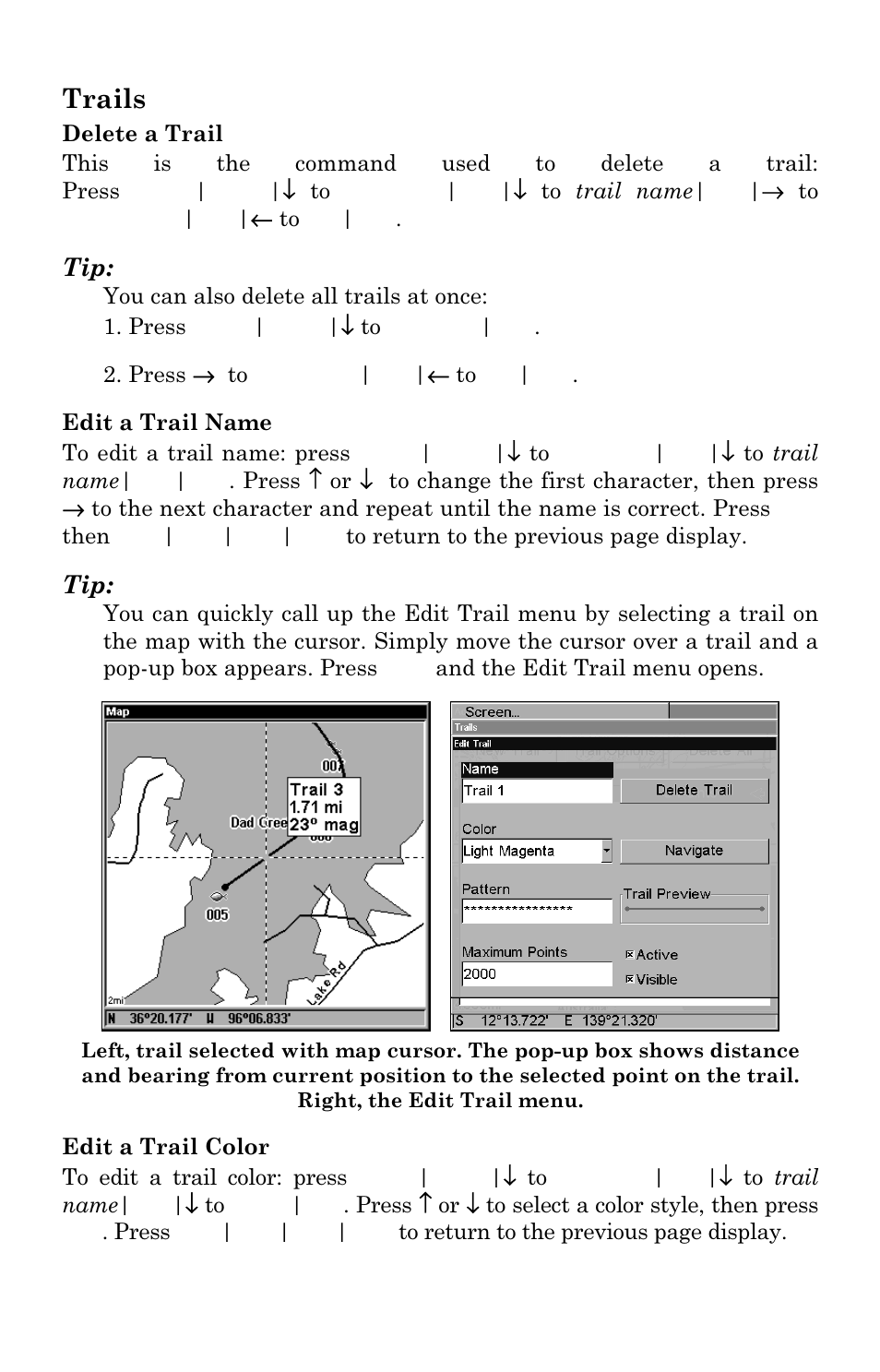 Trails | Lowrance electronic LMS-337C DF User Manual | Page 152 / 216