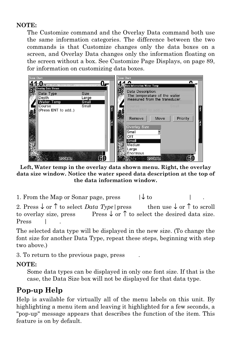 Pop-up help | Lowrance electronic LMS-337C DF User Manual | Page 179 / 216
