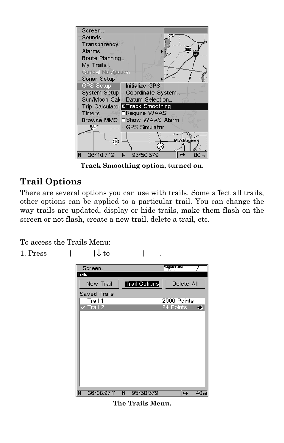 Trail options | Lowrance electronic LMS-337C DF User Manual | Page 185 / 216