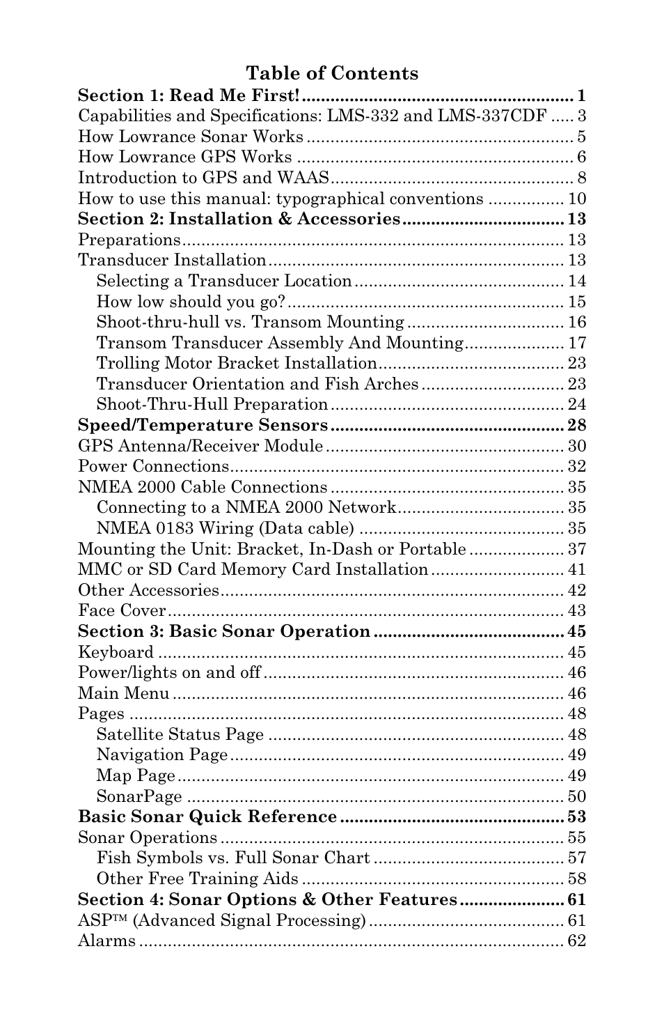Lowrance electronic LMS-337C DF User Manual | Page 3 / 216