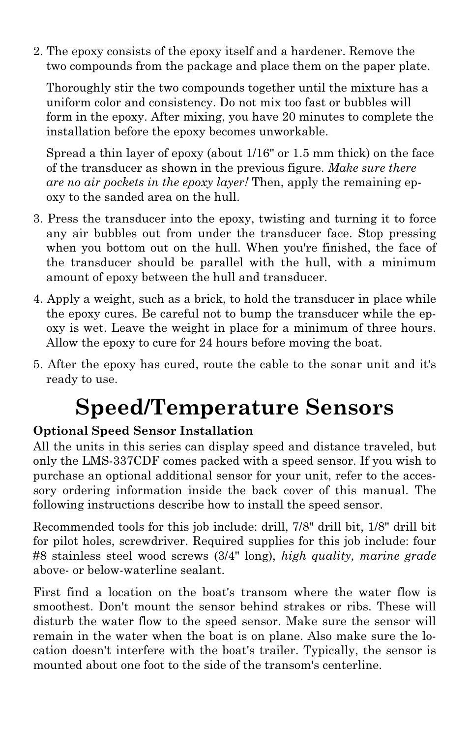 Speed/temperature sensors | Lowrance electronic LMS-337C DF User Manual | Page 36 / 216