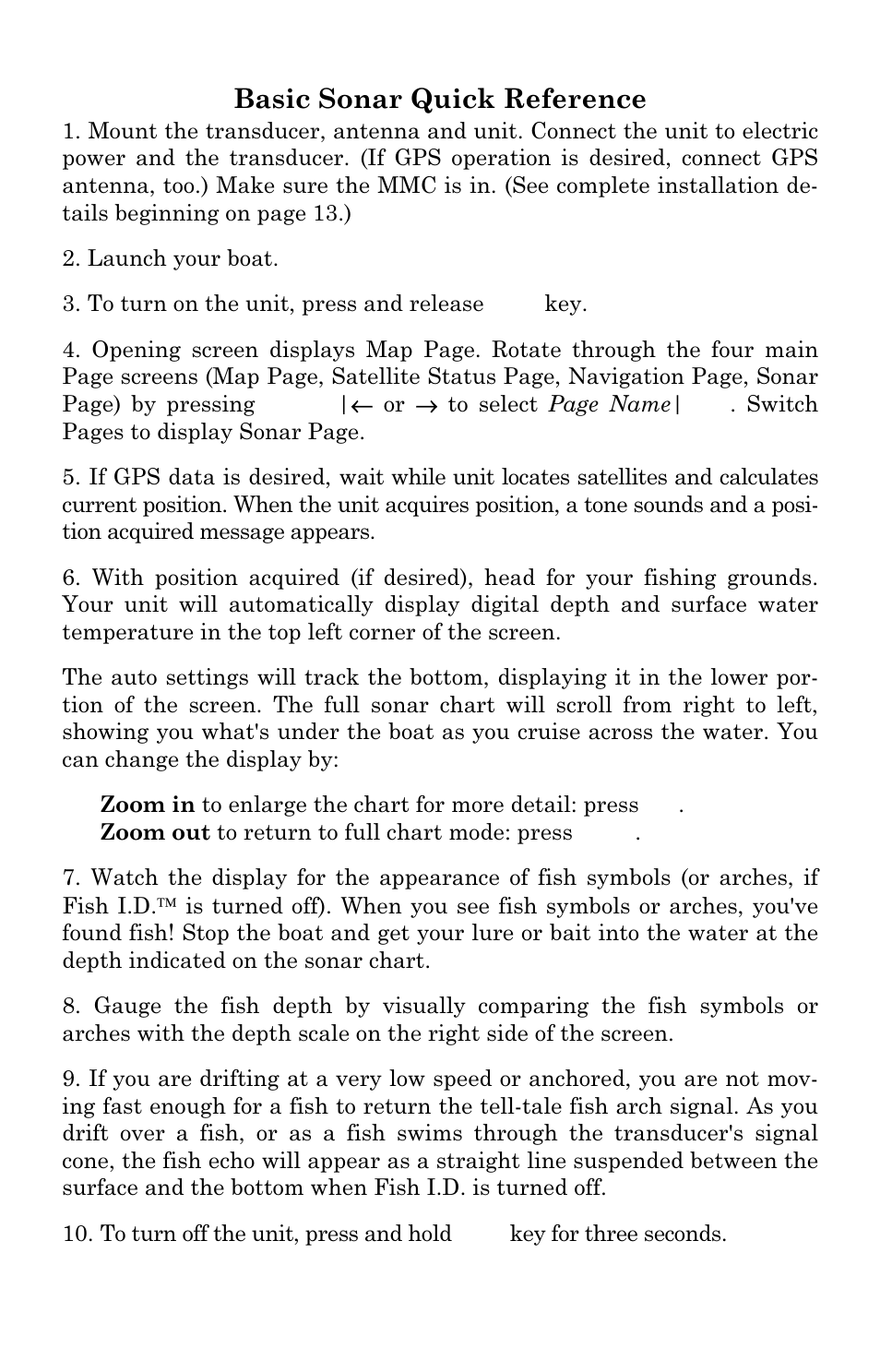 Basic sonar quick reference | Lowrance electronic LMS-337C DF User Manual | Page 62 / 216
