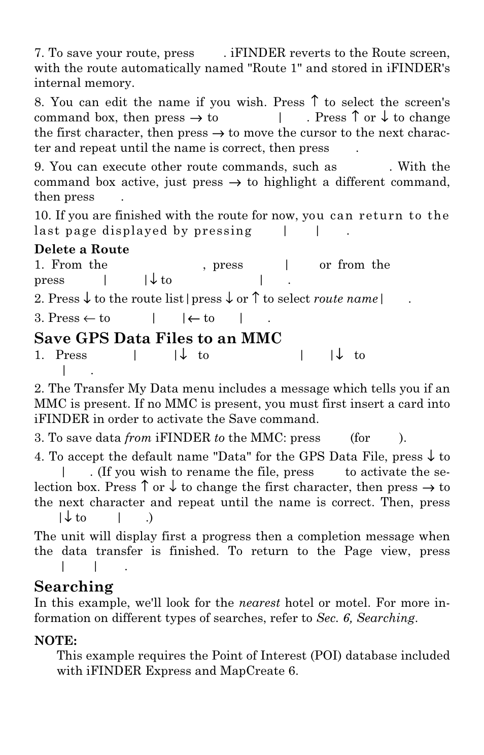 Save gps data files to an mmc, Searching | Lowrance electronic H2O User Manual | Page 58 / 124