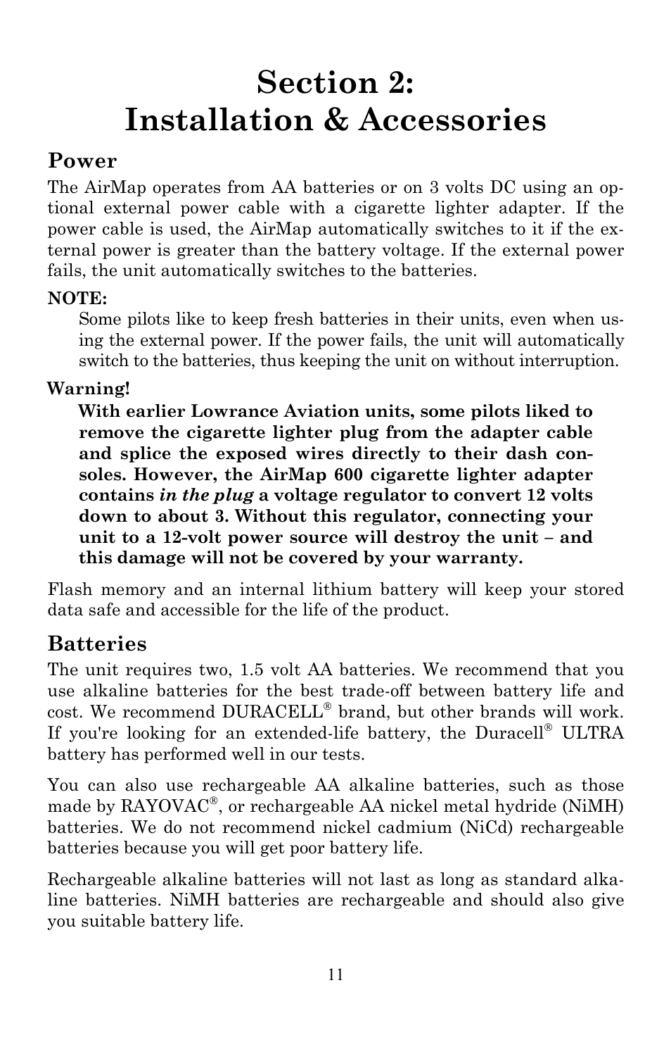 Power, Batteries | Lowrance electronic AirMap 600c User Manual | Page 19 / 152