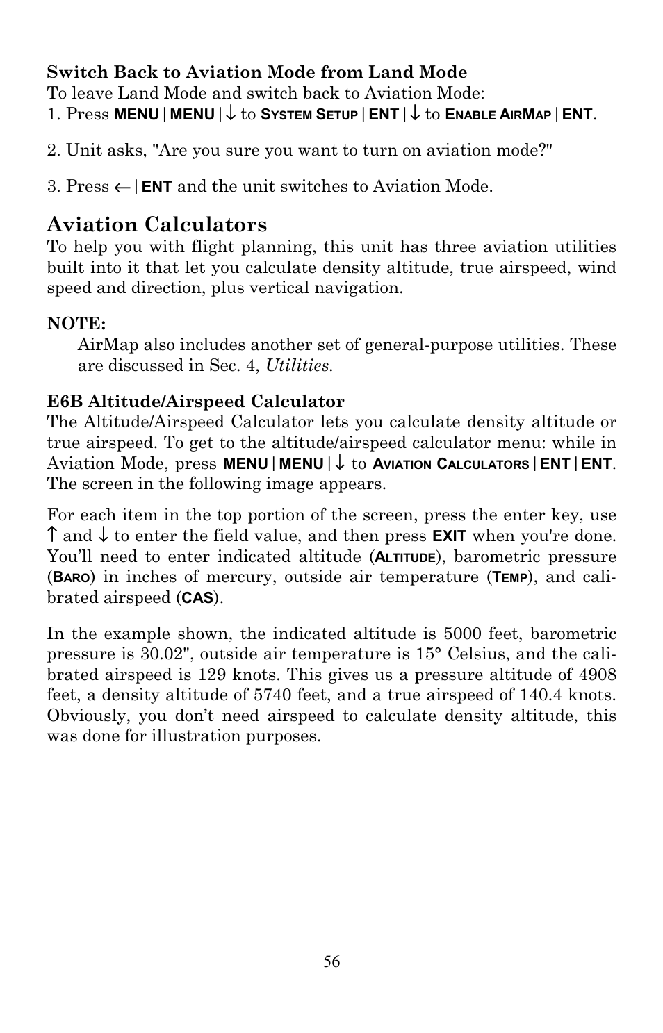 Aviation calculators | Lowrance electronic AirMap 600c User Manual | Page 64 / 152